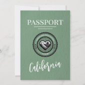 Green California Passport Wedding Kaart (Achterkant)