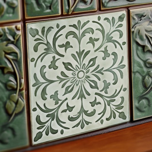 Green Calla Lily Backsplash Repro Art Nouveau Tegeltje