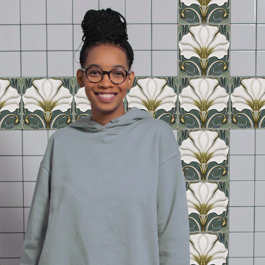 Green Calla Lily Backsplash Repro Art Nouveau Tegeltje