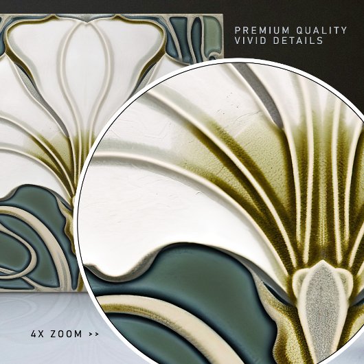 Green Calla Lily Backsplash Repro Art Nouveau Tegeltje