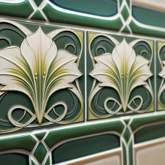 Green Calla Lily Backsplash Repro Art Nouveau Tegeltje