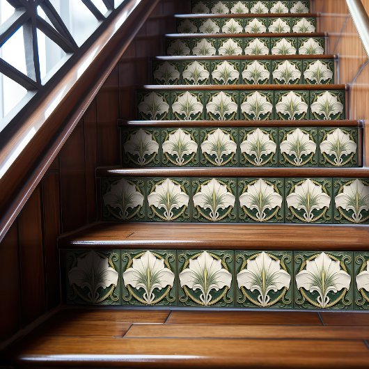 Green Calla Lily Backsplash Repro Art Nouveau Tegeltje