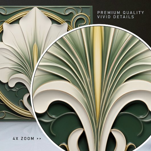 Green Calla Lily Backsplash Repro Art Nouveau Tegeltje
