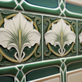 Green Calla Lily Backsplash Repro Art Nouveau Tegeltje