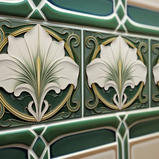 Green Calla Lily Backsplash Repro Art Nouveau Tegeltje