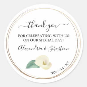 Green Calla Lily bruiloft dank u Ronde Sticker
