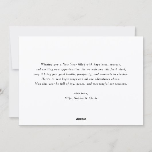 Green Calligraphy and Wreath New Year Photo Feestdagenkaart (Achterkant)