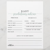 Green Calligraphy Baby Predications Advice Cards (Voorkant)