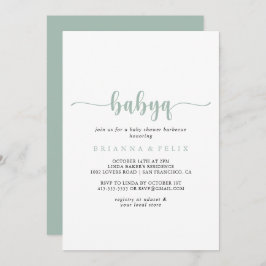 Green Calligraphy BabyQ Baby shower Barbecue Kaart