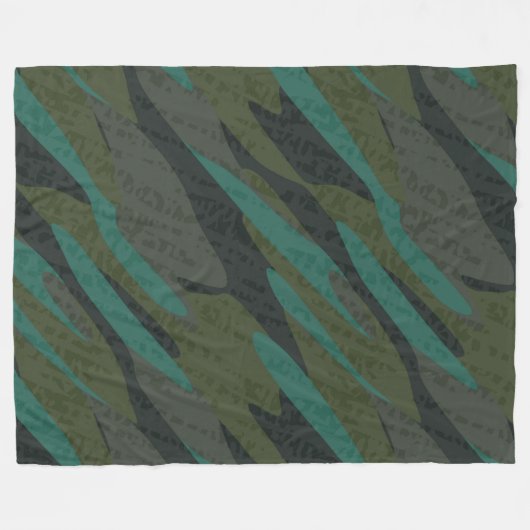 Green Camo Abstract Fleece Deken (Voorkant (Horizontaal))