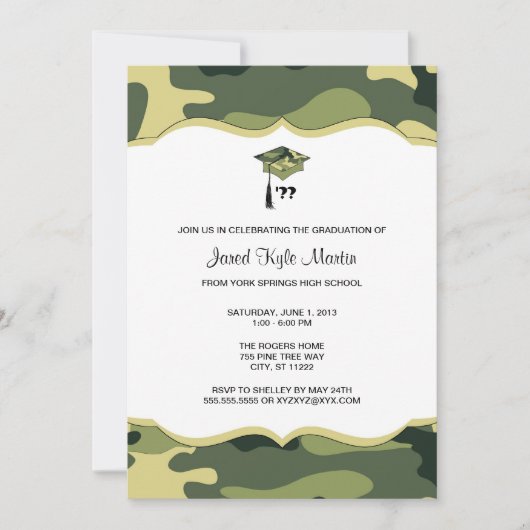 Green Camo Afstuderen Ceremony of Party Invites Kaart (Voorkant)