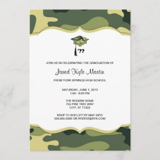 Green Camo Afstuderen Ceremony of Party Invites Kaart