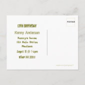 Green Camo Boys Birthday Party Invitation Uitnodiging Briefkaart (Achterkant)