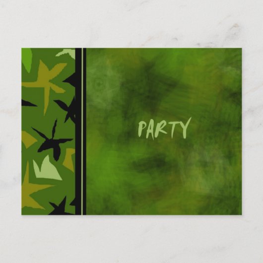 Green Camo Boys Birthday Party Invitation Uitnodiging Briefkaart (Voorkant)