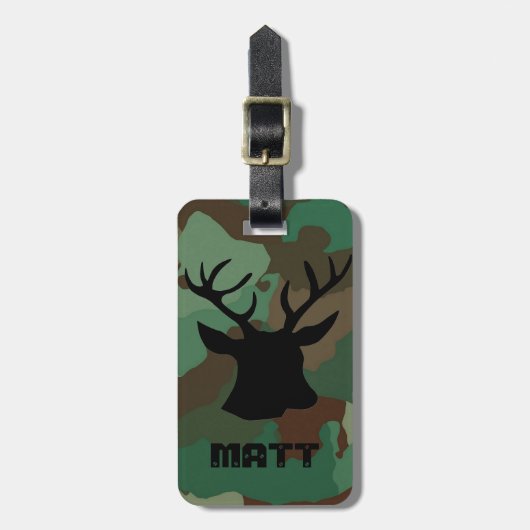 Green Camo & Buck Deer Gepersonaliseerd Bagagelabe Bagagelabel (Voorkant verticaal)