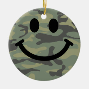 Green Camo Face Keramisch Ornament