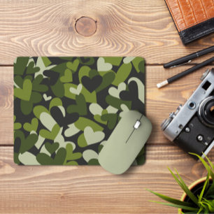 Green Camo Hearts   Camo Hearts Mousepad Muismat
