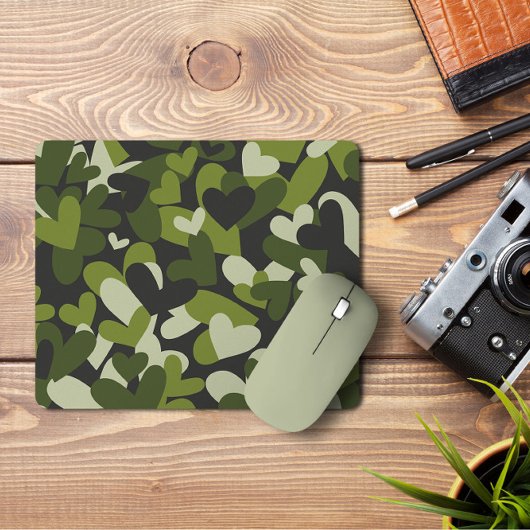 Green Camo Hearts | Camo Hearts Mousepad Muismat