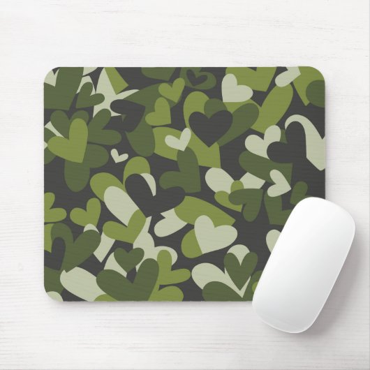Green Camo Hearts | Camo Hearts Mousepad Muismat (Met muis)