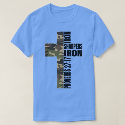 Green Camo Iron Sharpens Iron Christelijk Cross Fa T-shirt (Design voorkant)