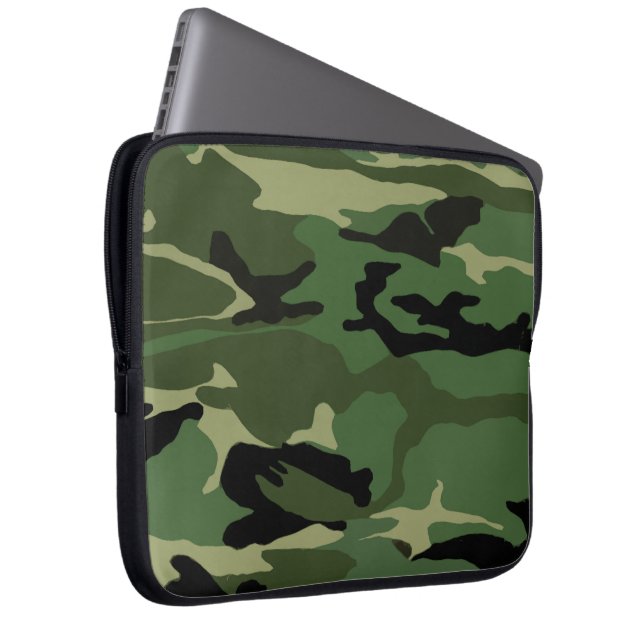 Green Camo Laptop Sleeve (Voorkant Rechts)