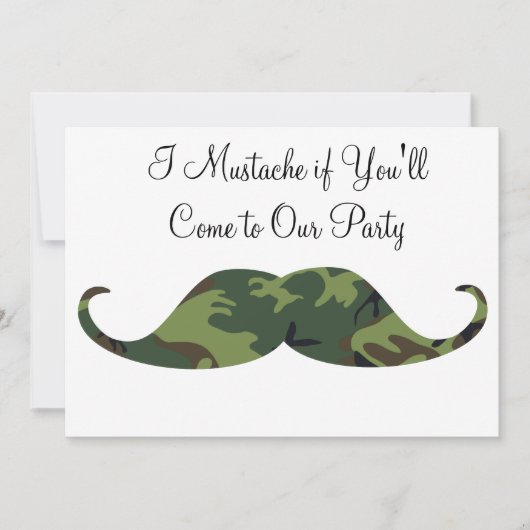 Green Camo Mustache - ik Mustache als je partij be Kaart (Voorkant)
