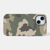 Green Camo Pattern iPhone 15 Case (Achterkant horizontaal)