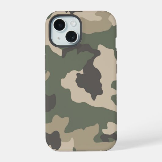 Green Camo Pattern iPhone 15 Case (Achterkant)