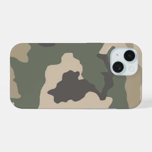 Green Camo Pattern iPhone 15 Case (Achterkant horizontaal)