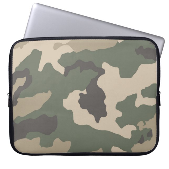 Green Camo Pattern Laptop Sleeve (Voorkant)