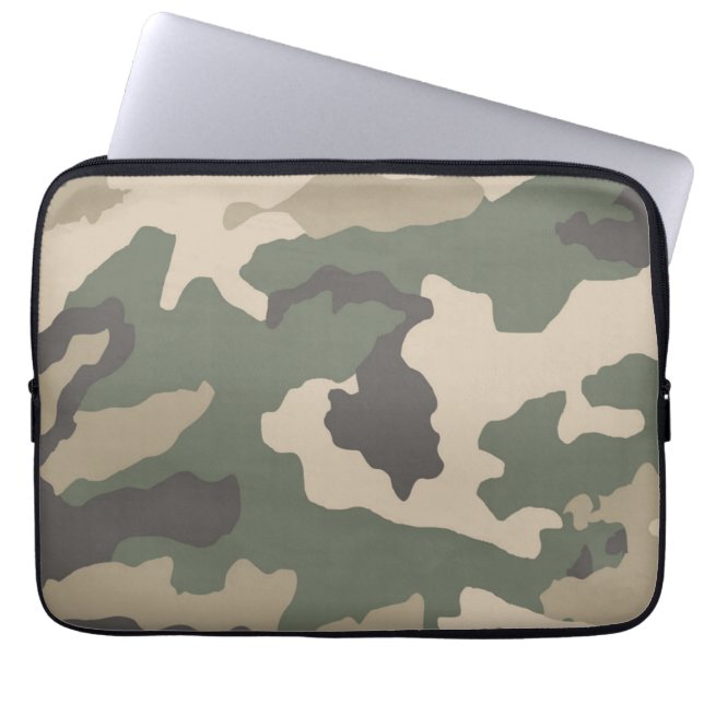 Green Camo Pattern Laptop Sleeve (Voorkant)