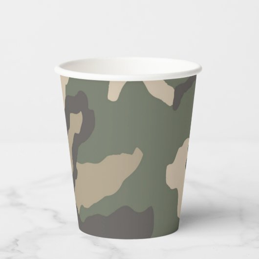 Green Camo Pattern Papieren Bekers (Voorkant)
