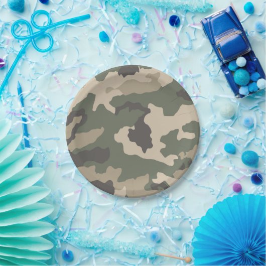 Green Camo Pattern Papieren Bordje (Feest)