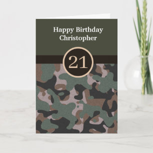 Green Camouflage 21st Birthday Kaart