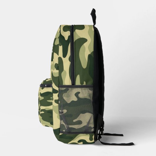 Green Camouflage camo Custom Name Printed Backpack Bedrukte Rugzak (Rechts)