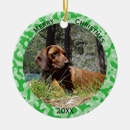 Green Camouflage Camo Keramisch Ornament (Voorkant)