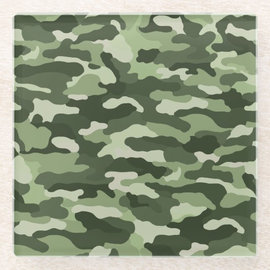 Green Camouflage Glazen Onderzetter (Voorkant)