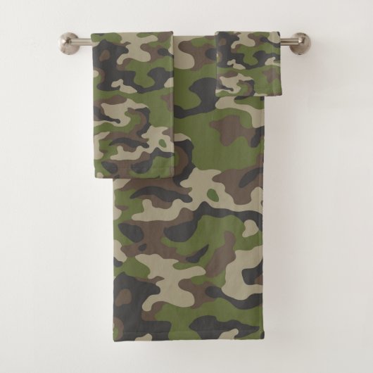 Green Camouflage Pattern Bad Handdoek (Insitu)