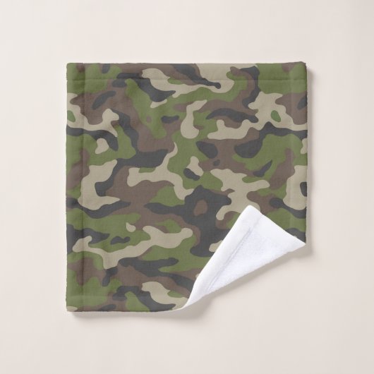 Green Camouflage Pattern Bad Handdoek (Wasdoekje)