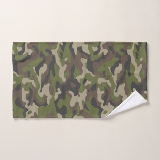 Green Camouflage Pattern Bad Handdoek (Handdoek)