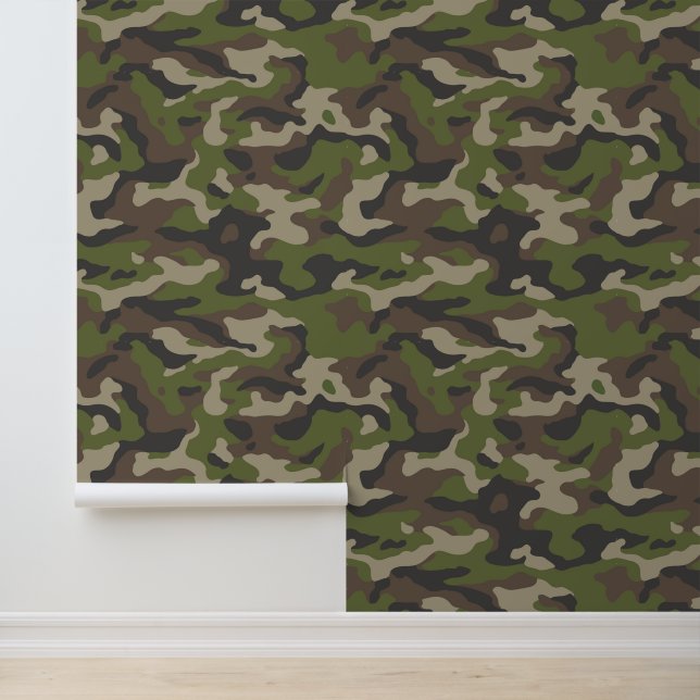 Green Camouflage Pattern Behang (Applicatie)