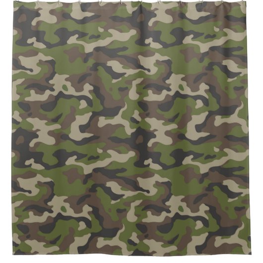 Green Camouflage Pattern Douchegordijn (Voorkant)