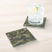Green Camouflage Pattern Glazen Onderzetter (Schuin)