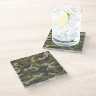 Green Camouflage Pattern Glazen Onderzetter