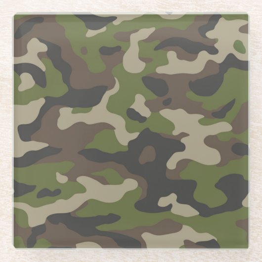 Green Camouflage Pattern Glazen Onderzetter (Voorkant)