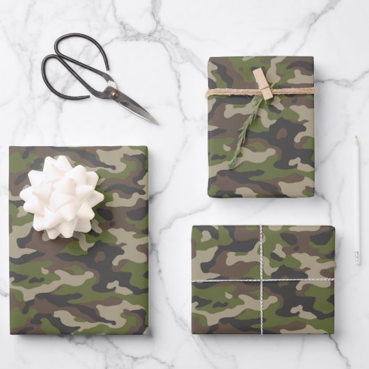 Green Camouflage Pattern Inpakpapier Vel (Voorkant)