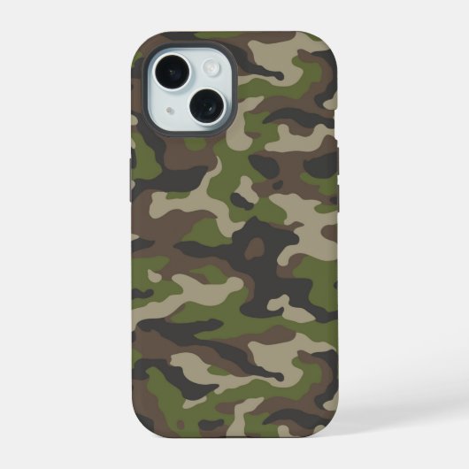 Green Camouflage Pattern iPhone 15 Case (Achterkant)