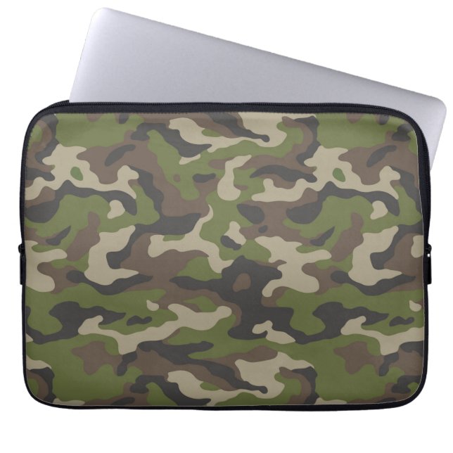 Green Camouflage Pattern Laptop Sleeve (Voorkant)
