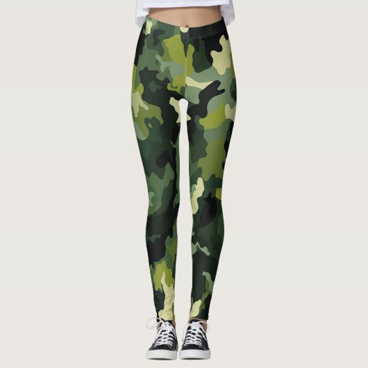 Green Camouflage Pattern Leggings (Voorkant)