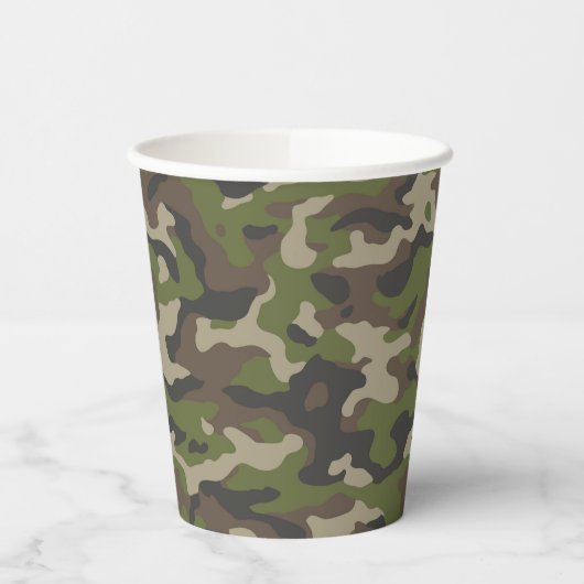 Green Camouflage Pattern Papieren Bekers (Links)